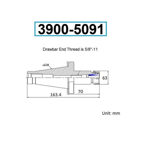 #40 NMTB ER-40 Collet Chuck-Drawbar End
