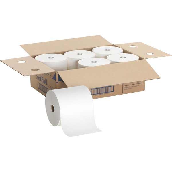 Soffpull Hardwound Paper Towels, 1, Continuous Roll, 1000 ft, White, 6 PK