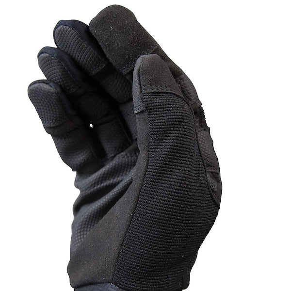 Mechanics Gloves, L, Black, Reinforced Padded, Fabric