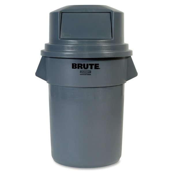 55 gal Dome with Push Door Trash Can Lid, 27 1/4 in W/Dia, Gray, Resin, 1 Openings
