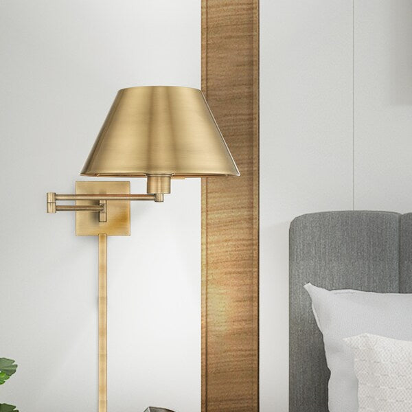 Swing Arm Wall Lamps 1 Light Antique Brass Swing Arm Wall Lamp