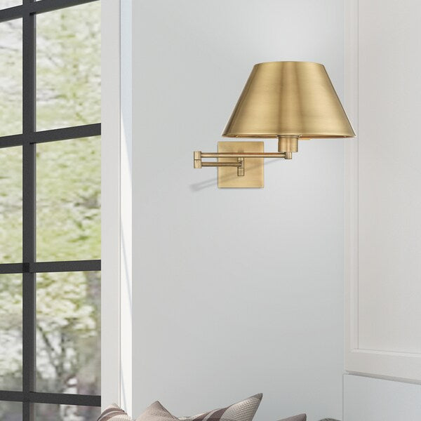 Swing Arm Wall Lamps 1 Light Antique Brass Swing Arm Wall Lamp