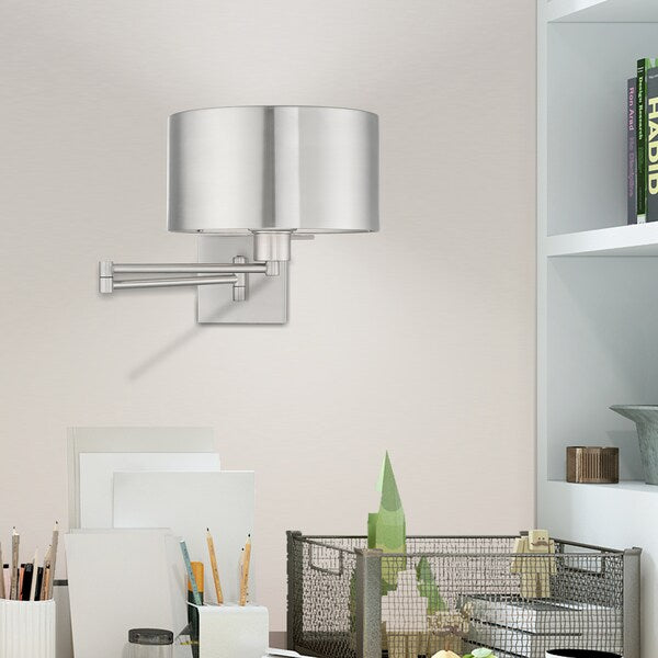 Swing Arm Wall Lamps 1 Light Brushed Nickel Swing Arm Wall Lamp