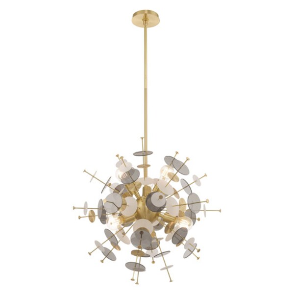 Circulo 6 Light Satin Brass Pendant Chandelier