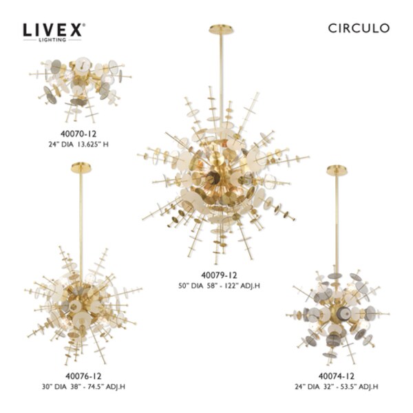 Circulo 6 Light Satin Brass Pendant Chandelier