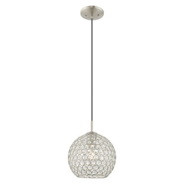 Cassandra 1 Light Brushed Nickel Mini Pendant