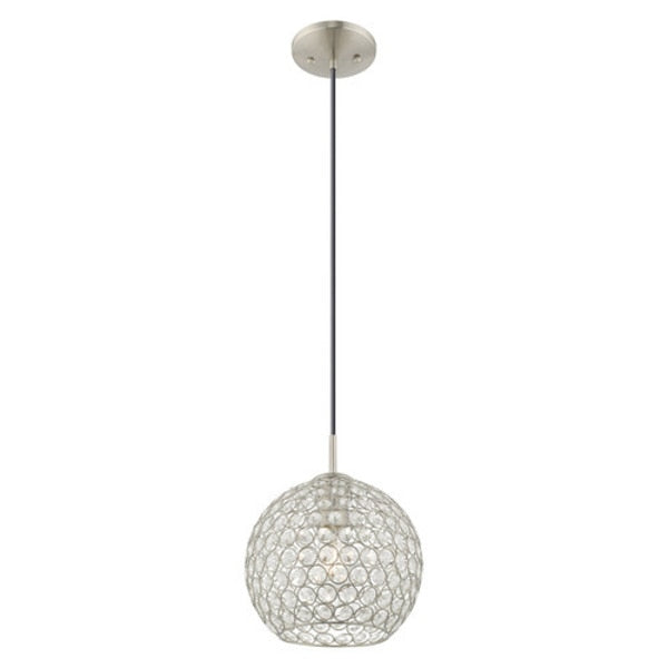 Cassandra 1 Light Brushed Nickel Mini Pendant
