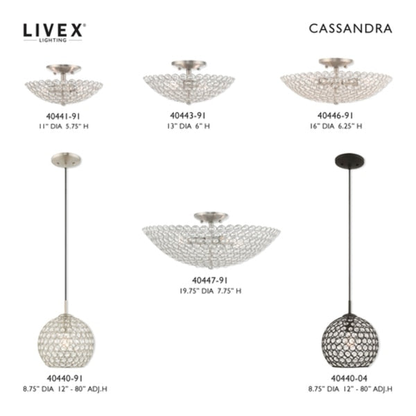 Cassandra 2 Light Brushed Nickel Ceiling Mount