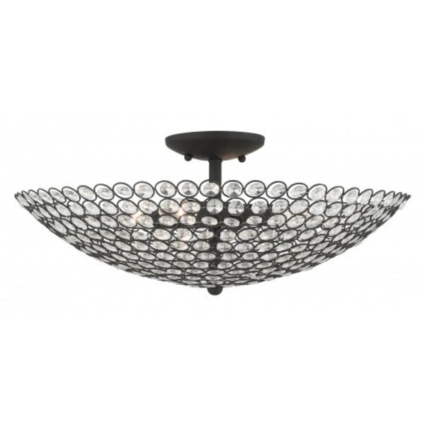 Black Semi Flush, 4 Light