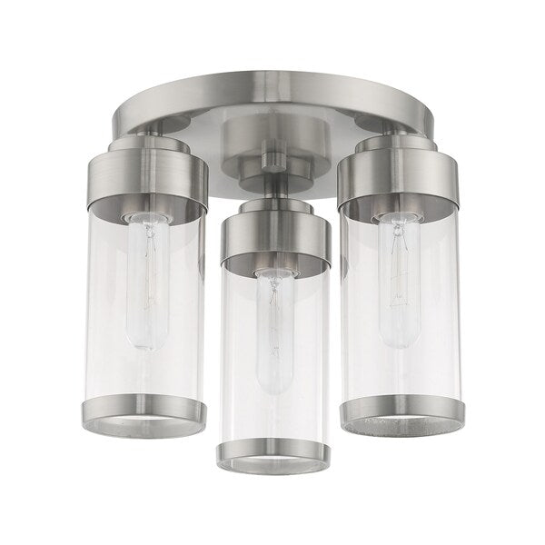 Hillcrest 3 Light Brushed Nickel Ceiling