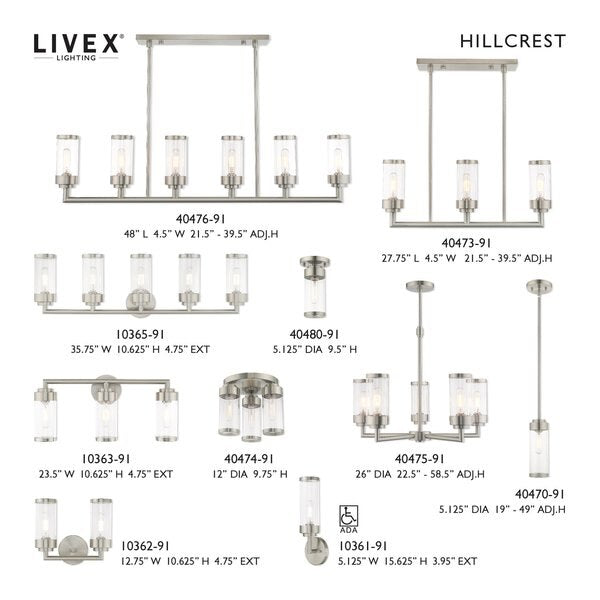 Hillcrest 6 Light Brushed Nickel Linear