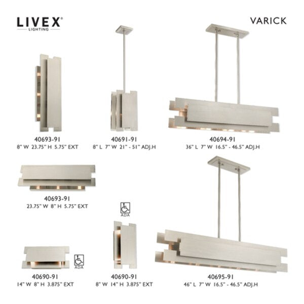 Varick 4 Light Brushed Nickel Linear Chandelier