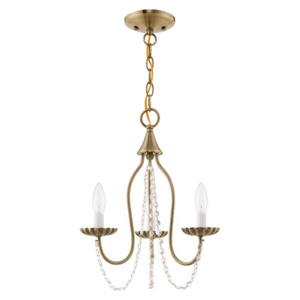 Alessia 3 Light Antique Brass Mini Chandelier