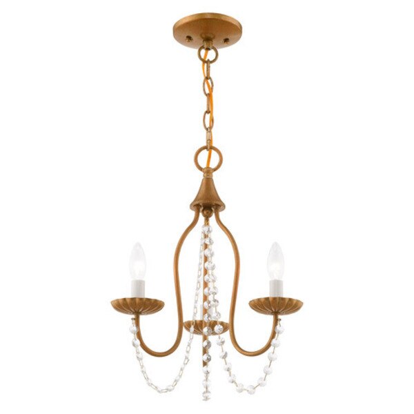 Alessia 3 Light Antique Gold Leaf Mini Chandelier