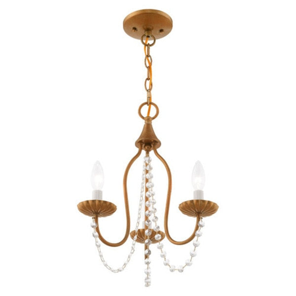 Alessia 3 Light Antique Gold Leaf Mini Chandelier