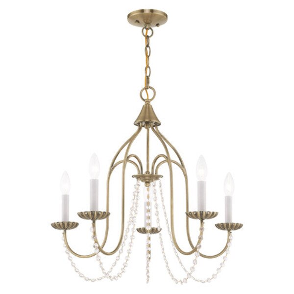 Alessia 5 Light Antique Brass Chandelier