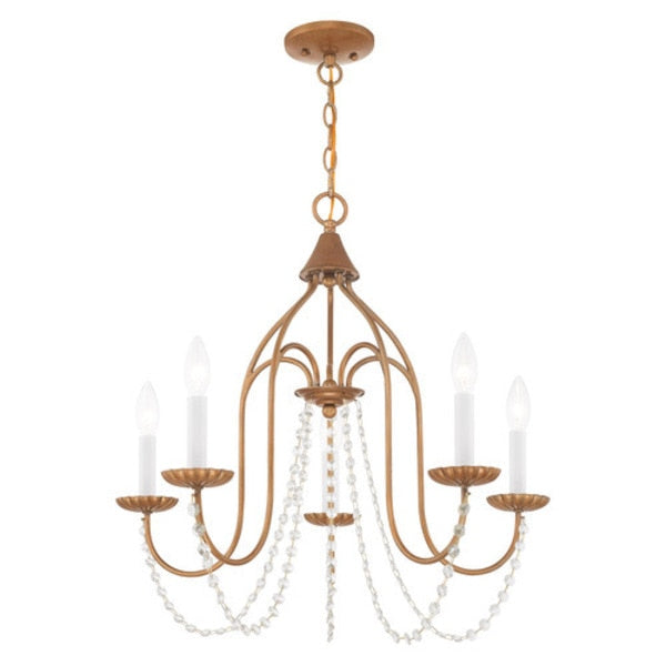 Alessia 5 Light Antique Gold Leaf Chandelier