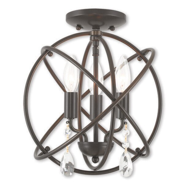 Aria 3 Light English Bronze Convertible Mini Chandelier/Ceiling Mount