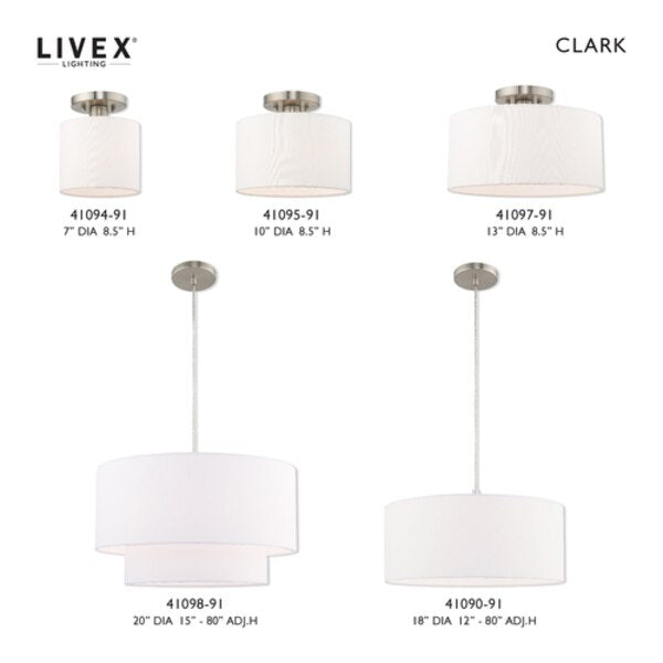 Clark 1 Light Brushed Nickel Ceiling Mou