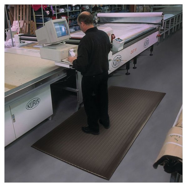 Antifatigue Runner, Black, 60 ft L x 2 ft W, PVC Closed Cell Foam, Corrugated Surface Pattern