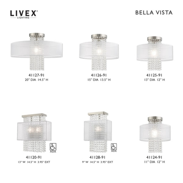 Bella Vista 2 Light Brushed Nickel ADA Wall Sconce
