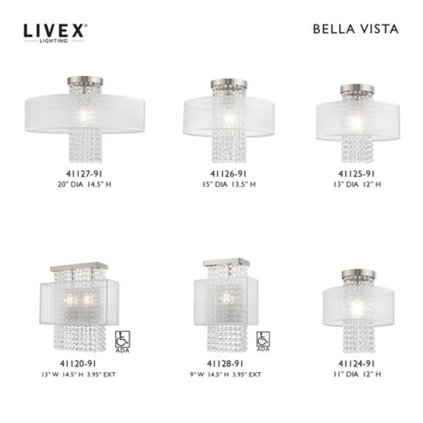 Bella Vista 1 Light Brushed Nickel Ceiling Mount