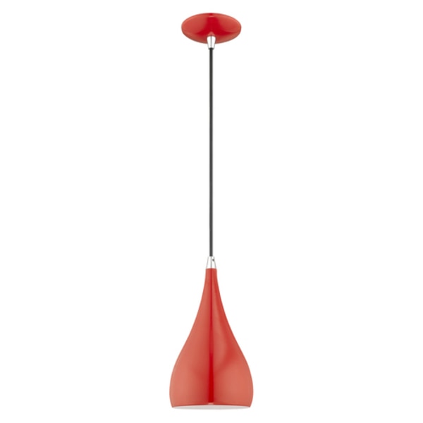 Metal Shade Mini Pendants 1 Light Shiny Red Mini Pendant