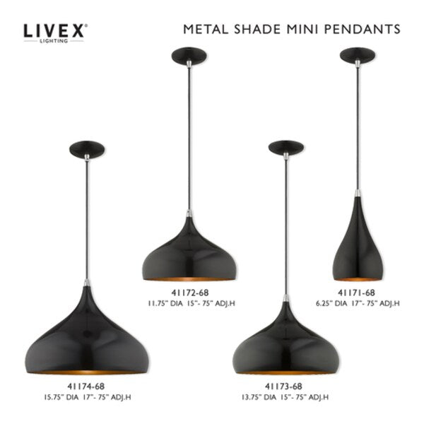 Metal Shade Mini Pendants 1 Light Shiny