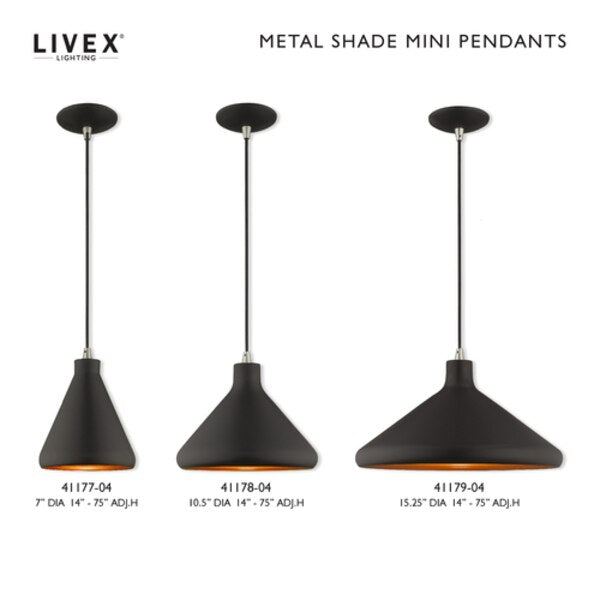Metal Shade Mini Pendants 1 Light Black Mini Pendant
