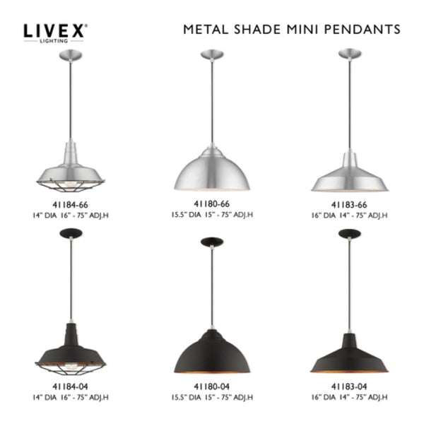 Metal Shade Mini Pendants 1 Light Black Mini Pendant