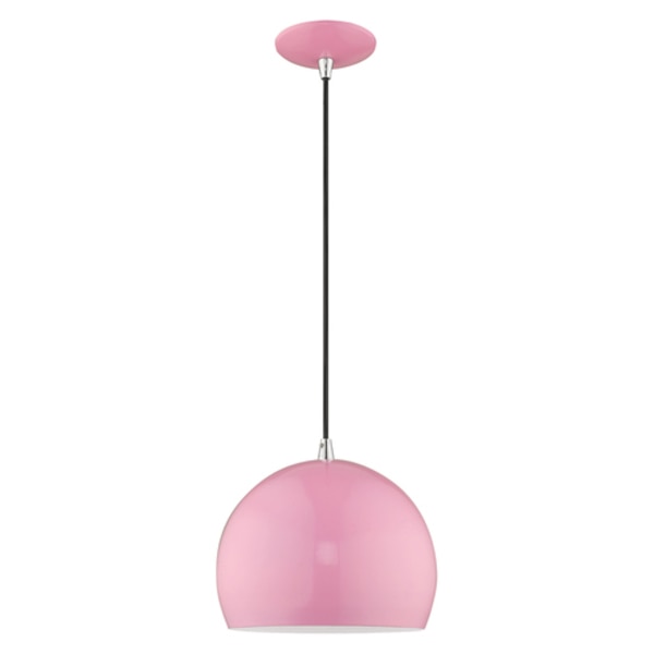 Metal Shade Mini Pendants 1 Light Shiny Pink Mini Pendant