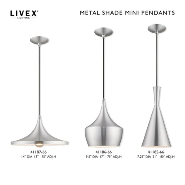Metal Shade Mini Pendants 1 Light Brushed Aluminum Mini Pendant