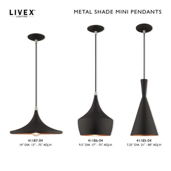 Metal Shade Mini Pendants 1 Light Black Mini Pendant