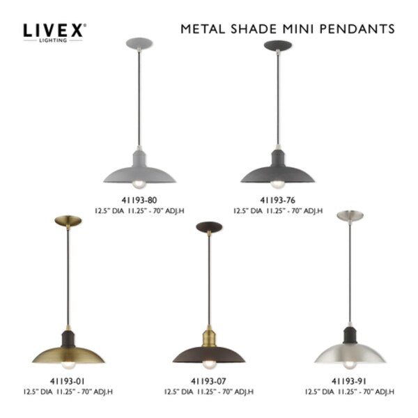 Metal Shade Mini Pendants 1 Light Antique Brass Mini Pendant