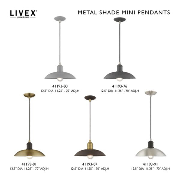 Metal Shade Mini Pendants 1 Light Brushed Nickel Mini Pendant
