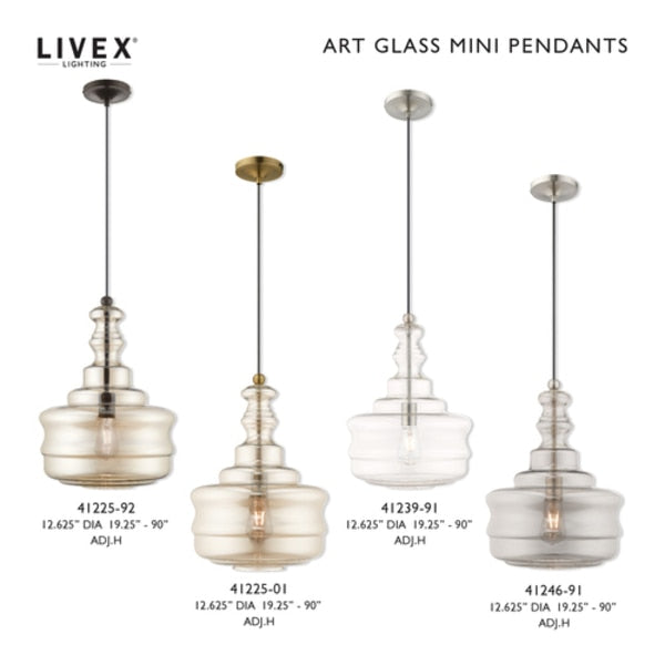 Art Glass Mini Pendants 1 Light Antique Brass Mini Pendant