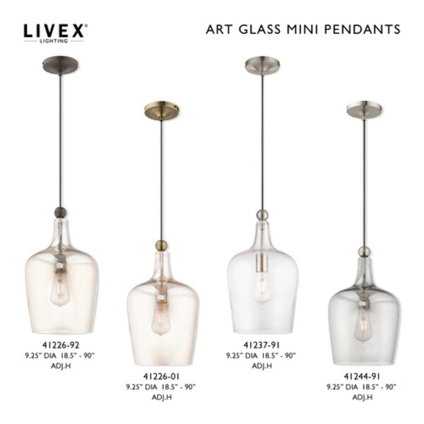 Art Glass Mini Pendants 1 Light Brushed Nickel Mini Pendant