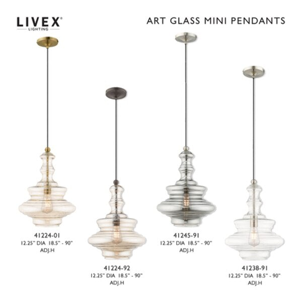 Art Glass Mini Pendants 1 Light Brushed Nickel Mini Pendant