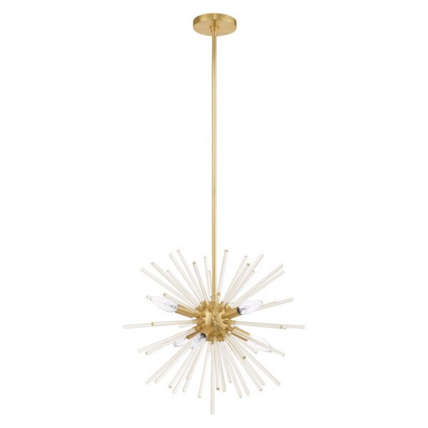 Utopia 6 Light Satin Brass Pendant Chandelier