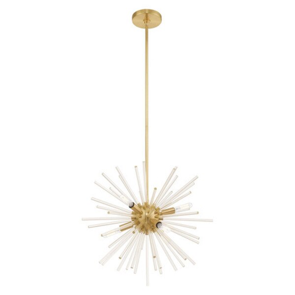 Utopia 6 Light Satin Brass Pendant Chandelier