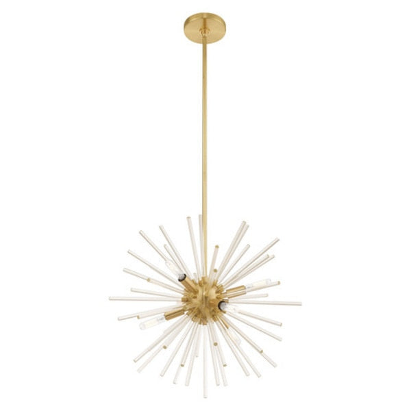 Utopia 6 Light Satin Brass Pendant Chandelier
