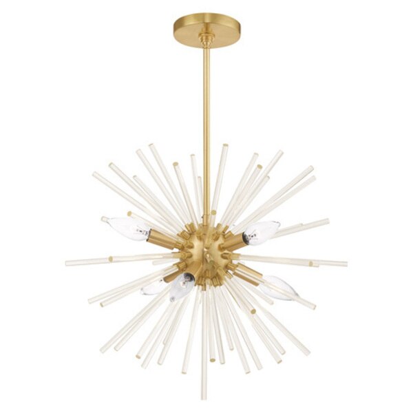 Utopia 6 Light Satin Brass Pendant Chandelier