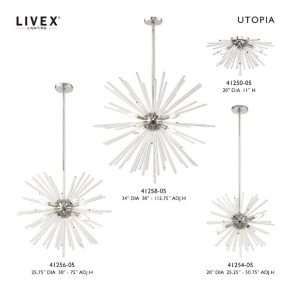 Utopia 8 Light Polished Chrome Pendant Chandelier