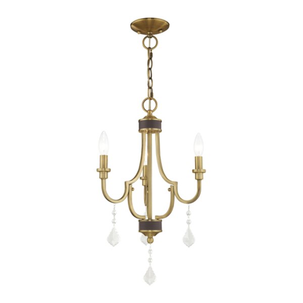Glendale 3 Light Antique Brass Mini Chandelier