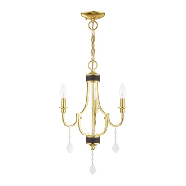 Glendale 3 Light Polished Brass Mini Chandelier