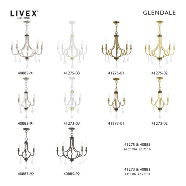 Glendale 5 Light White Chandelier