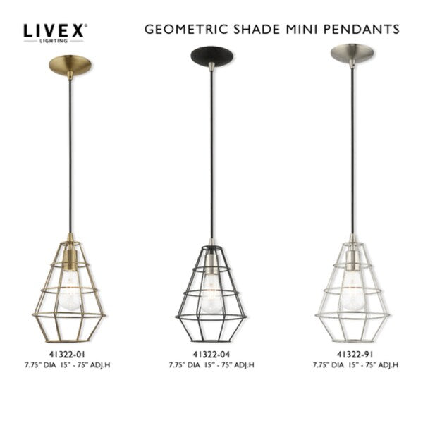 Geometric Shade Mini Pendants 1 Light Black Mini Pendant