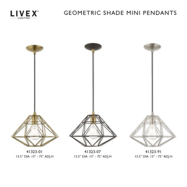 Geometric Shade Mini Pendants 1 Light Br