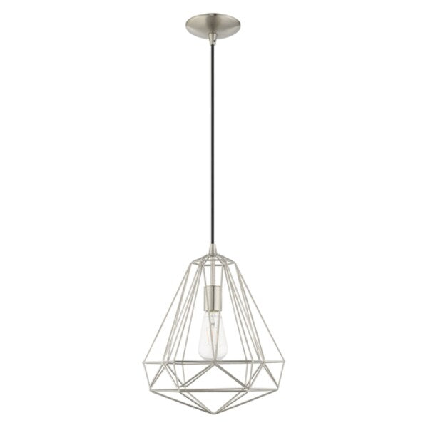 Geometric Shade Mini Pendants 1 Light Brushed Nickel Mini Pendant