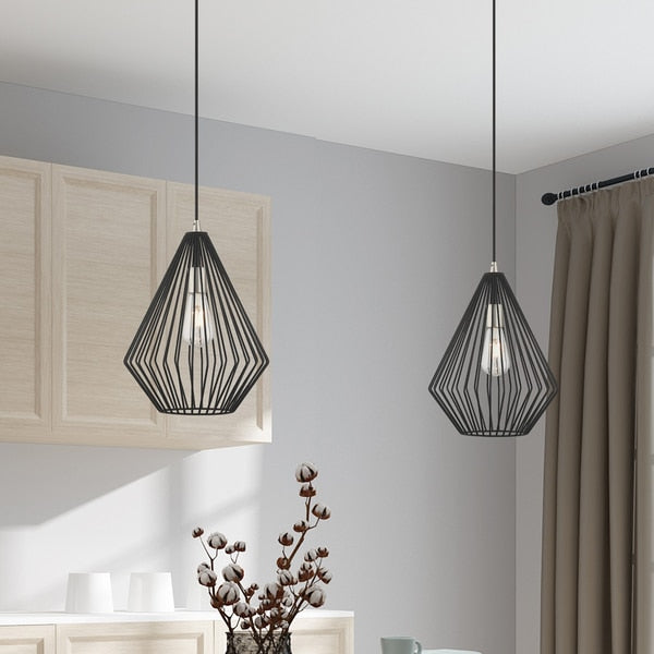 Geometric Shade Mini Pendants 1 Light Bl
